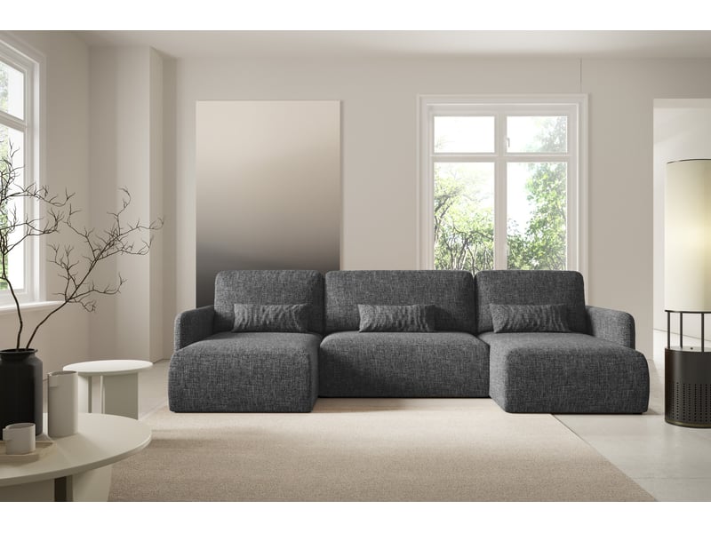  Canapé d'angle convertible livello u noir  - Conforama B