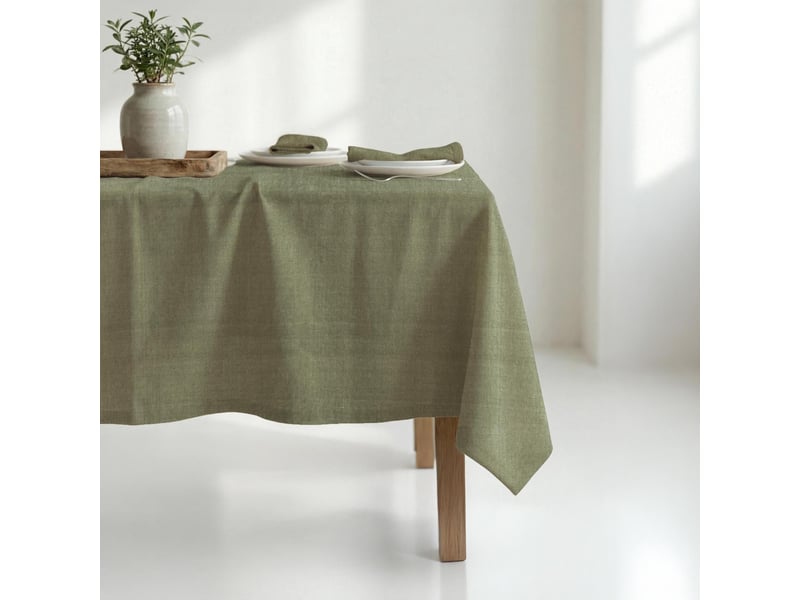  Nappe rectangle anti-tâches 150x300 cm chambray vert, par soleil d'ocre  - Conforama A