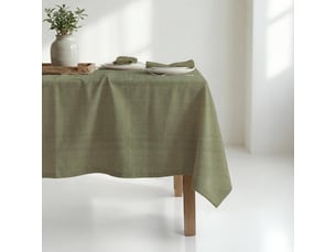 Nappe rectangle anti-tâches 150x300 cm chambray vert, par soleil d'ocre