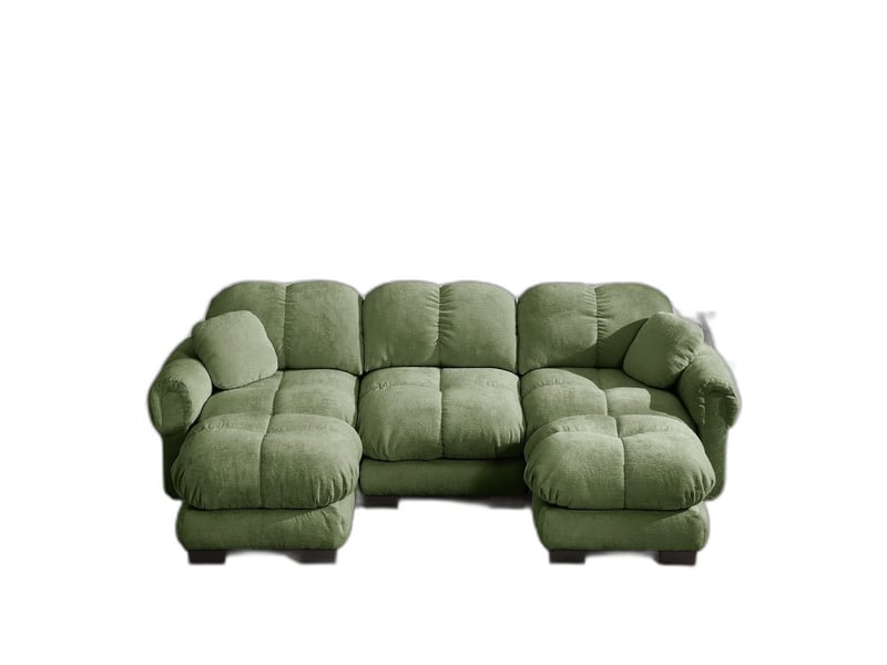  Canapé d'angle en u effet nuage 3 places, méridienne mobile, 2 coussins déco, assise matelassée, vert, sans montage SF20260031015 - Conforama A