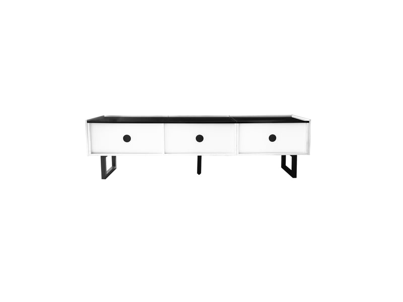  Ensemble meuble tv et table basse noir et blanc, meubles de rangement modernes pour salon  - Conforama D