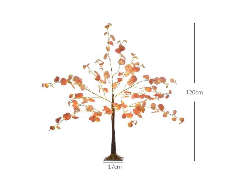  Lampe sapin de 120 cm avec 175 led et socle, décoration de noël pour intérieur et extérieur, orange  - Conforama E
