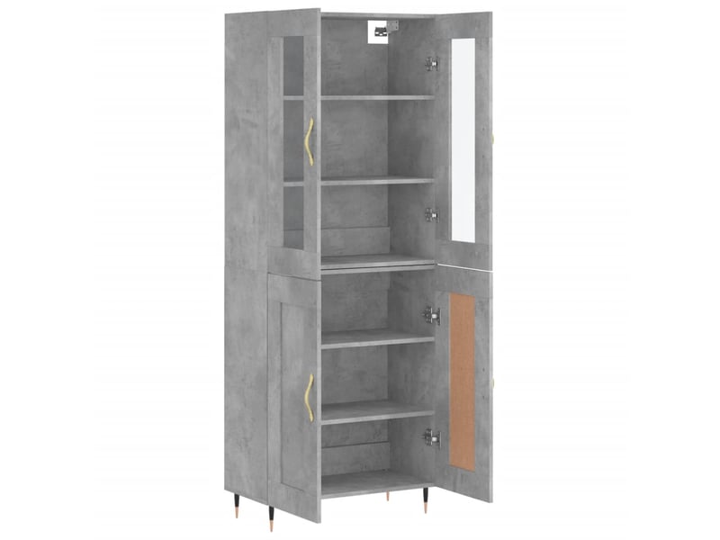  Buffet haut - bahut - meuble de rangement gris béton 69,5x34x180 cm bois d'ingénierie  - Conforama D
