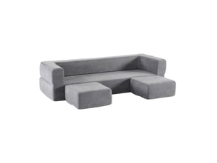 Canapé droit convertible STILVORA 3 places Tissu gris