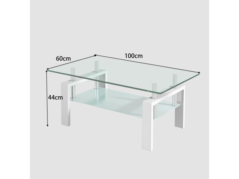  Table basse en verre trempé blanc – salon moderne et élégant, design contemporain  - Conforama C