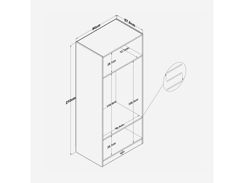  Armoire penderie 2 portes avec étagères infinite  - Conforama D