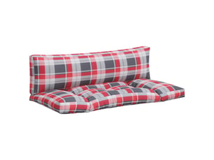 Lot de 2 coussins de palette, coussins de canapé carreaux rouges tissu cf59469