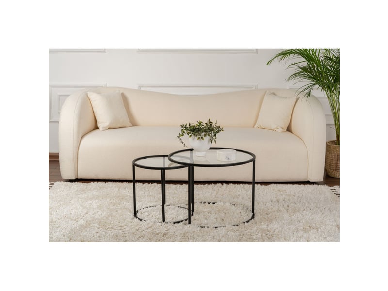  Tables basses gigognes en verre trempé et métal noir et transparent ø60 et ø42 cm lot de 2  - Conforama C