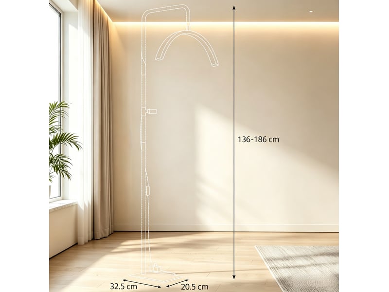  Lampadaire led 77,5x20,5x186 cm noir, acier et plastique, tête demi-lune rotative 350°, 36 w dimmable  - Conforama C