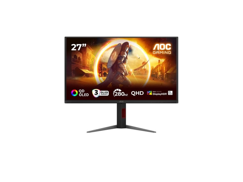  Ecran pc gaming 26,5 qd-oled quad hd 280hz 2560x1440 hdr400 freesync g-sync compatible noir rouge Q27G4ZD - Conforama A