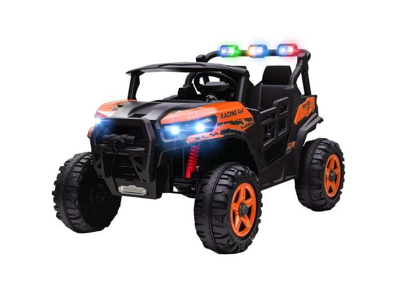  Voiture électrique pour enfants de 3 à 8 ans, 24 v, 2 places, double moteur, télécommande et démarrage progressif, orange  - Conforama B
