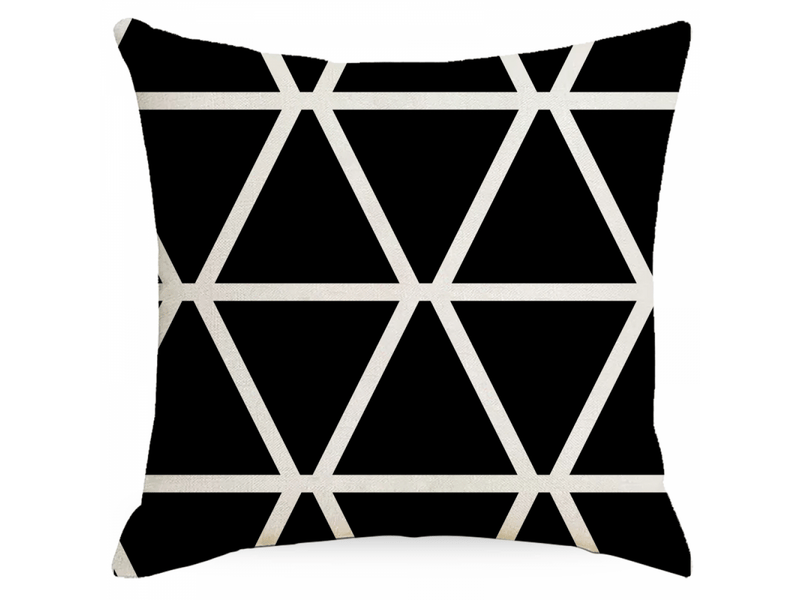  Lot de 4 taie d'oreiller 45 x 45 cm, housse de coussin avec zippée pour maison chaise de salon motifs géométriques, blanc  - Conforama C