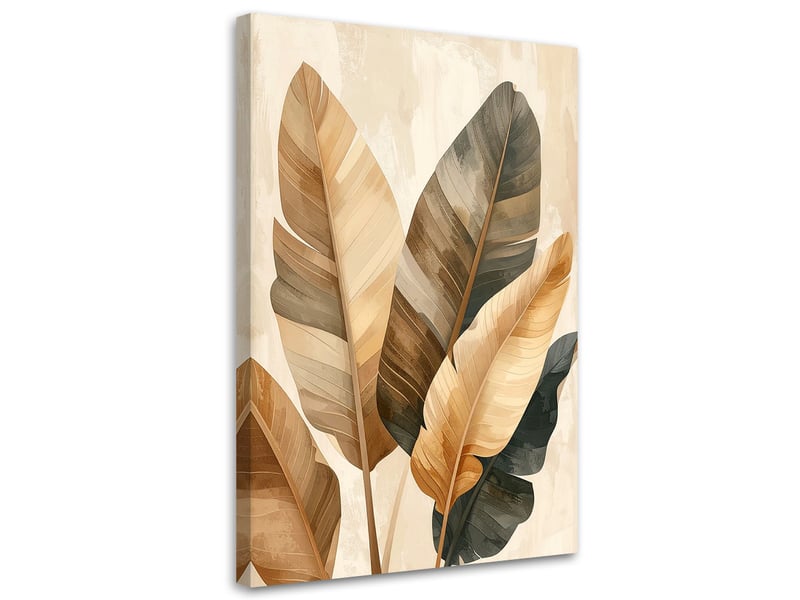 Tableaux, feuilles de bananier beiges et brunes style bohème 20x30 1334478683 - Conforama A