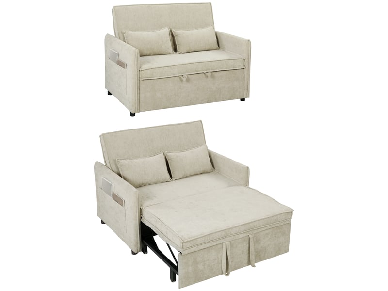 Canapé convertible 2 places en chenille crème 125x91x94 cm - Conforama A