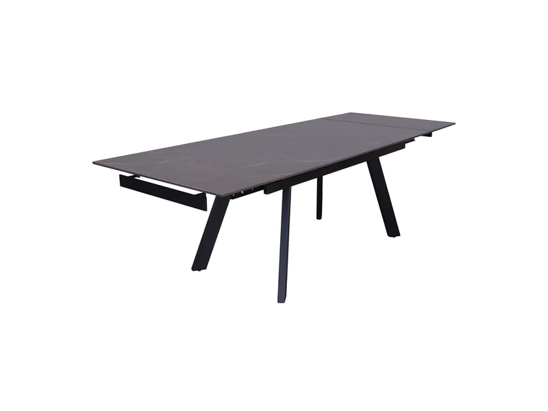 Hera - table extensible en pierre frittée noir pieds en métal noir 160-240 cm HERA-NOI - Conforama A