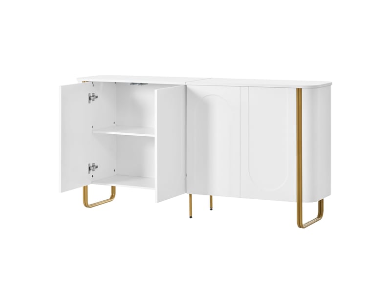  Buffet en mdf à 4 portes, pieds métal, relief arqué et ouverture push-to-open  - Conforama D