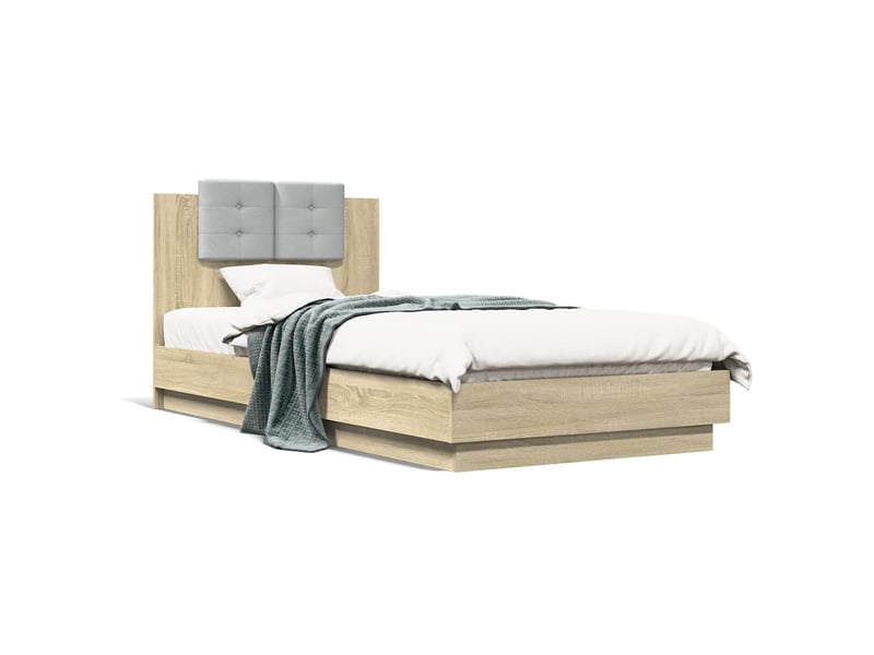 Lit simple- lit adulte -  cadre de lit avec led sans matelas chêne sonoma 100x200 cm  - Conforama D