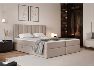 Lit coffre 160x200 cm <strong>IDOHOME</strong>  <strong>LEO</strong> coloris marron