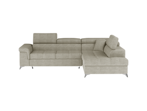 Canapé d'angle droit fixe MEUBLORAMA 4 places Polyester beige avec coffre de rangement