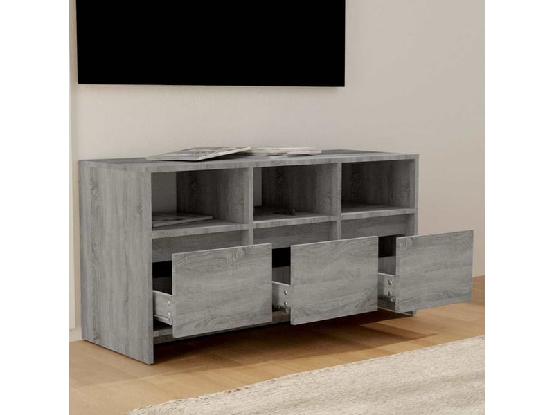  Meuble tv - banc tv - meuble de rangement sonoma gris 102x37,5x52,5 cm bois d'ingénierie  - Conforama C