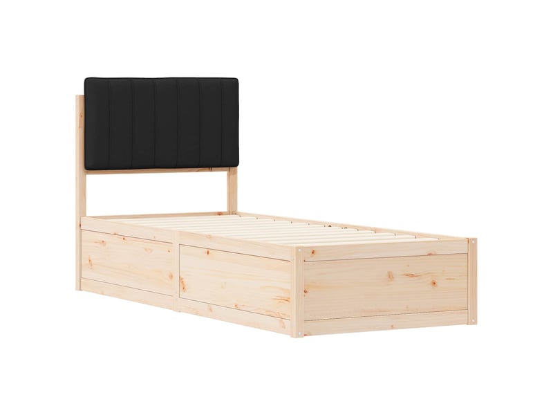  Lit simple- lit adulte -  cadre de lit avec tête de lit rembourrée noir 80 x 200 cm  - Conforama C