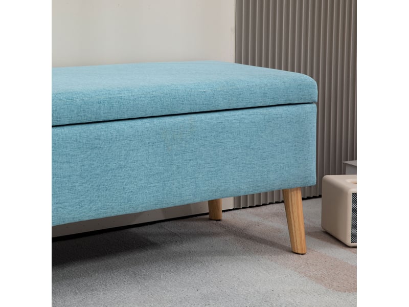  Banc coffre 110x39x45 cm, banc de lit moderne, assise rectangle, rangement intégré, meuble chambre, polyester, bleu  - Conforama D