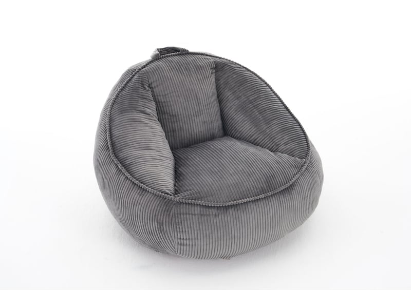 Pouf 90 x 90 x 59 cm avec dossier ergonomique en velours côtelé gris clair, mousse à mémoire de forme - Conforama A
