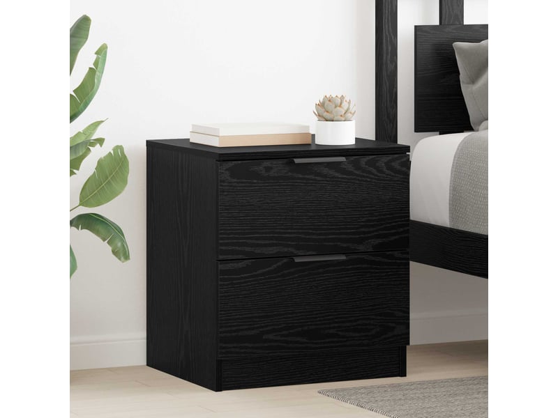  Vidaxl table de chevet 2 pièces chêne noir 2 tiroirs meuble rangement 45x39x50cm salon chambres  - Conforama B