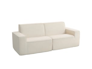 Canapé 3 places en velours côtelé 230 cm, canapé moderne, pas de montage nécessaire, beige