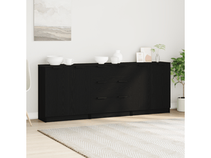 Buffet - bahut - meuble de rangement 3 pc chêne noir 180 x 30 x 70 cm bois d'ingénierie
