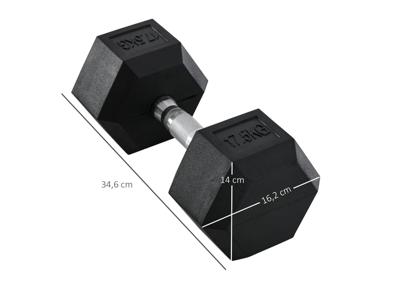  Haltère hexagonal fixe 17,5 kg – noir – poignée moletée antidérapante pour entraînement musculaire  - Conforama C