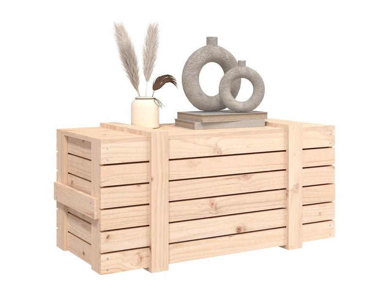  Boîte de rangement, coffre de rangement 91x40,5x42 cm bois massif de pin  - Conforama E