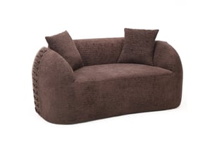 Canapé droit moderne 2 places 155x90x67 cm compressé incurvé, pour salon, pratique, mousse et tissu chenille, marron
