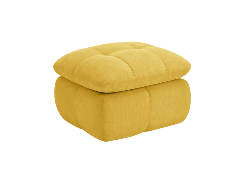 Pouf de salon - chenille ottomane jaune, 72.5 x 63 x 50 cm, modulable, pour salon, revêtement en chenille de haute qualité et doux  - Conforama E