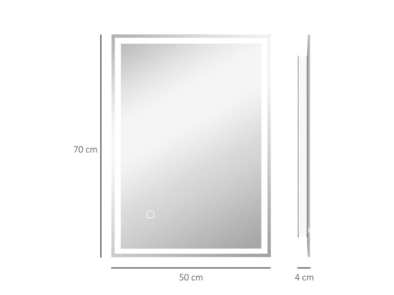  Miroir de salle de bains led avec éclairage blanc froid, 50 x 70 cm  - Conforama D
