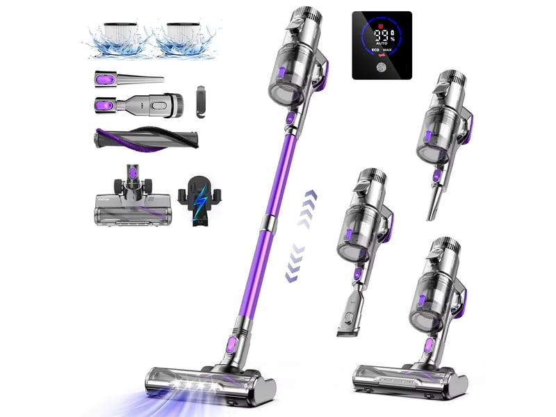  Aspirateur balai sans fil 6 en 1, 500 w avec brosse anti-emmêlement, pour poils d’animaux, sols durs et voiture  - Conforama A