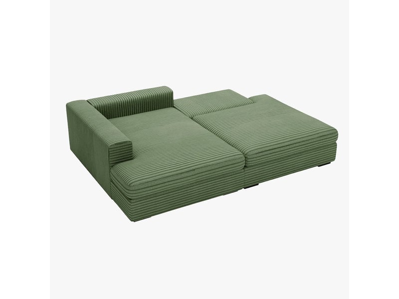 Canapé d'angle convertible avec coffre en velours gros côtelé vert - AYDA-M3-VER - Conforama C