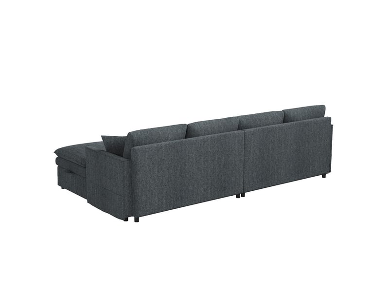  Canapé d'angle modulaire,6 places, avec 2 repose-pieds mobiles avec espace de rangement,277 × 80 × 135 cm,gris  - Conforama E