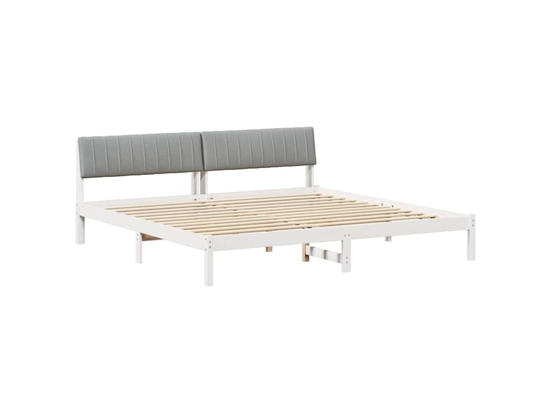 Lit double- lit adulte - cadre de lit avec tête de lit blanc et gris clair 200 x 200 cm - Conforama A