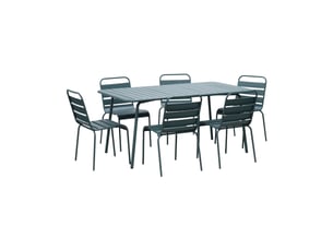 Ensemble table de jardin + 6 chaises en métal vert sapin - baca