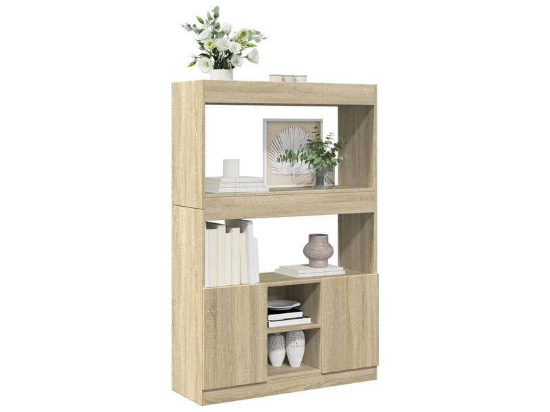 Buffet haut, meuble de rangement chêne sonoma 92x33x140 cm bois d'ingénierie  - Conforama D