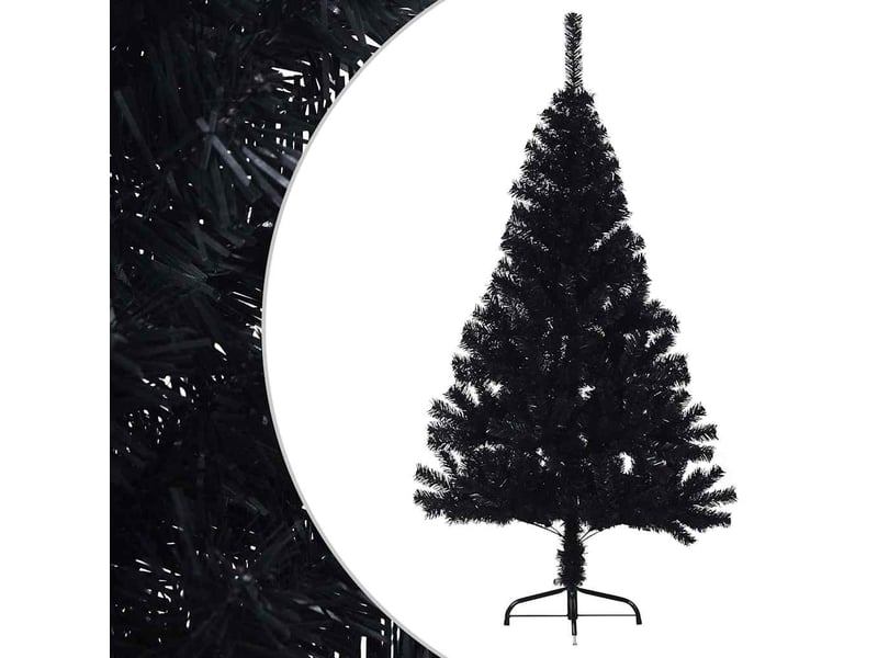  Demi sapin de noël - arbre de noël artificiel avec support noir 150 cm pvc  - Conforama E