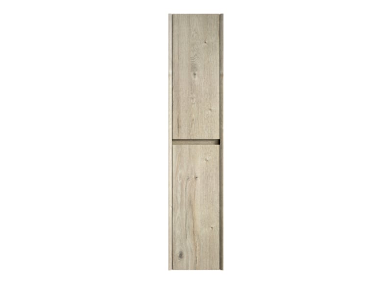  Meuble de salle de bain haut - colonne avec 2 portes et étagère réglable - grain de bois de chêne crème - 140cm blanc - Conforama A
