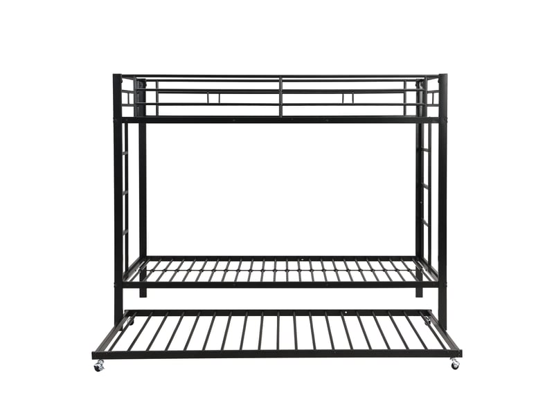 Lit superposé noir 90x200 cm en métal avec lit gigogne, barrières, en747 - Conforama A