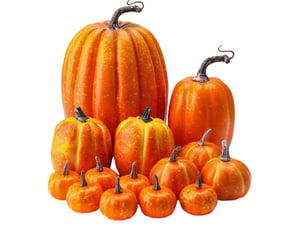 Lot de 14 grande citrouilles artificielles de tailles assorties pour décoration de table