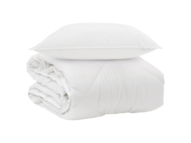 Duvet toutes saisons avec oreiller 2 pièces - couette blanc microfibre - Conforama A