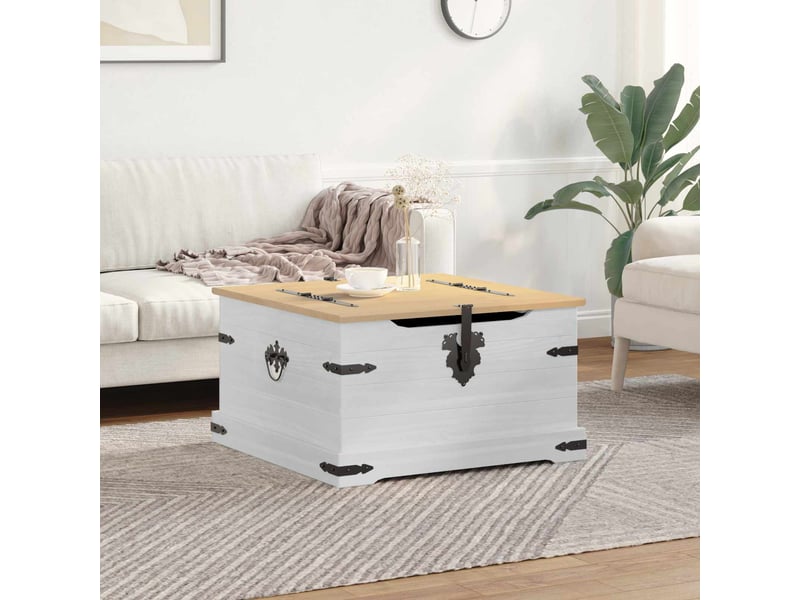 Boîte de rangement avec étagère blanc 78x78x45 cm pin massif - Conforama B