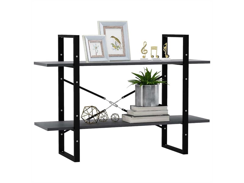  Bibliothèque à 2 niveaux, armoire à livres gris 100x30x70 cm bois de pin massif  - Conforama D