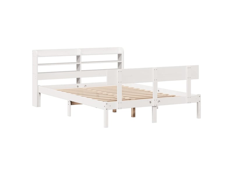  Lit double- lit adulte -  cadre de lit sans matelas blanc 135x190 cm bois de pin massif  - Conforama B
