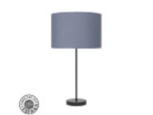 Fabrilamp moda grande lampe à poser noir bleu, abat-jour textile motif bleu uni, 1 x e27, 63 cm